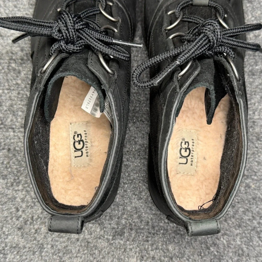 UGG Heather Boots Women's 9 Black Leather Suede Waterproof Short‎ Ankle Booties